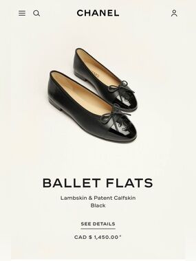 Chanel Black Lambskin Ballet Flats